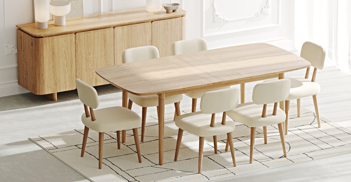 Lyno & Roa | 97x160 Açılır Masa ve Konsollu Yemek Odası Takımı – Maxi (6 Kişilik) - Doğal Doku