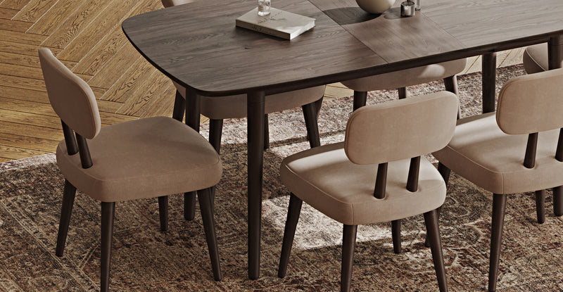 Lyno 77x140 Cm Açılır Yemek Masası Takımı (6 Roa Sandalye) - Kadife