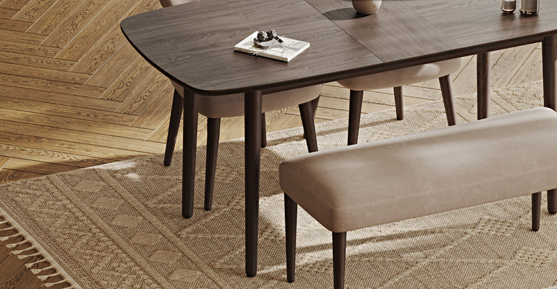 Lyno 77x140 Cm Açılır Yemek Masası Takımı (Roa Bench & 2 Roa Sandalye) - Kadife