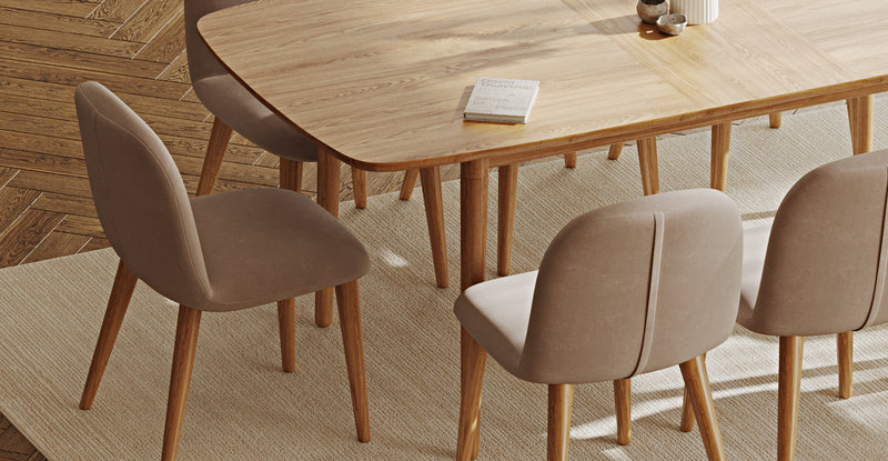 Lyno 97x160 Açılır Yemek Masası Takımı (8 Venn Sandalye) - Kadife