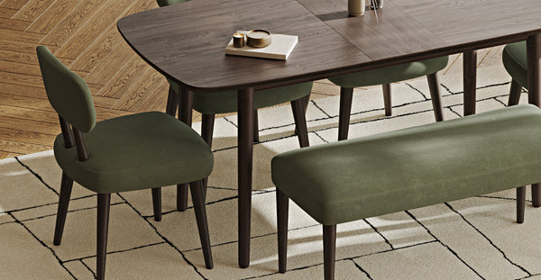 Lyno 77x140 Cm Açılır Yemek Masası Takımı (Roa Bench & 4 Roa Sandalye) - Kadife