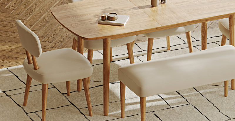 Lyno 77x140 Cm Açılır Yemek Masası Takımı (Roa Bench & 4 Roa Sandalye) - Performans Kadife