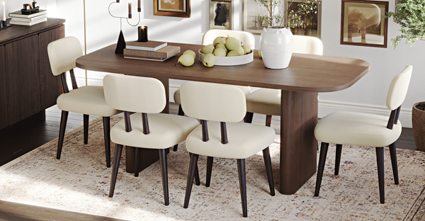 Förn 90x185 Cm Sabit Yemek Masası Takımı (6 Roa Sandalye) - Kadife