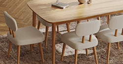 Lyno 97x160 Cm Sabit Yemek Masası Takımı (6Lı Roa) - Fitilli Kadife