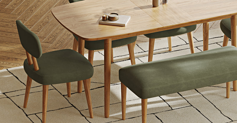 Lyno 77x140 Cm Açılır Yemek Masası Takımı (Roa Bench & 4 Roa Sandalye) - Kadife