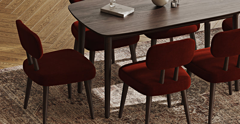 Lyno 77x140 Cm Sabit Yemek Masası Takımı (6 Roa Sandalye) - Fitilli Kadife
