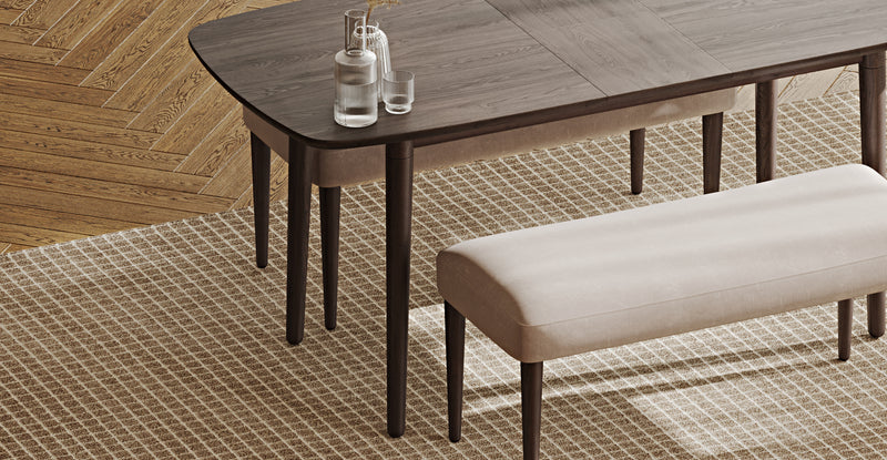 Lyno 77x140 Cm Açılır Yemek Masası Takımı (2 Roa Bench) - Kadife