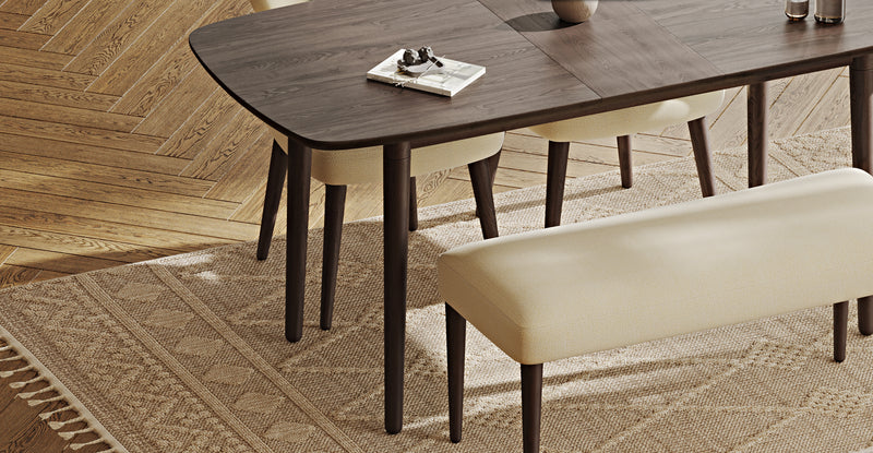 Lyno 77x140 Cm Açılır Yemek Masası Takımı (Roa Bench & 2 Roa Sandalye) - Doğal Doku