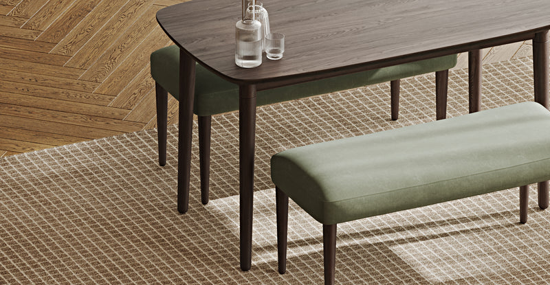 Lyno 77x140 Cm Sabit Yemek Masası Takımı (2 Roa Bench) - Kadife