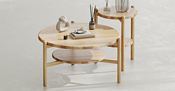 Norac Masif Meşe İkili Orta Sehpa Takımı Small