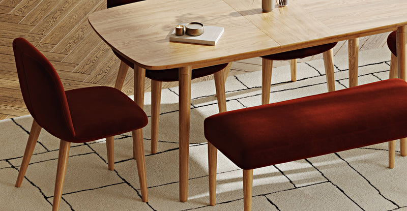 Lyno 77x140 Açılır Yemek Masası Takımı (Roa Bench & 4 Venn Sandalye) - Kadife