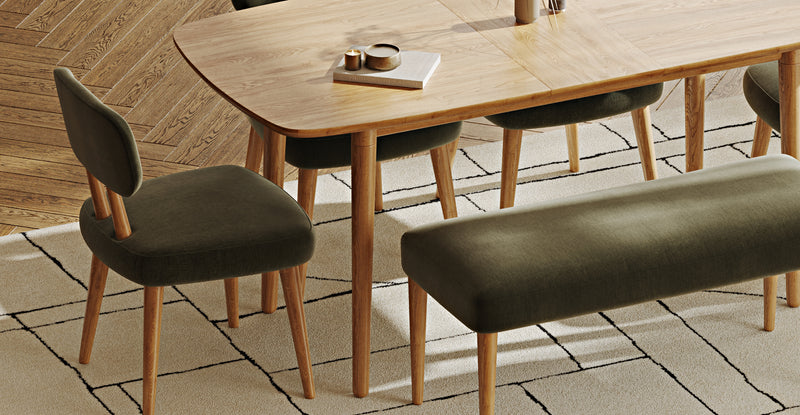 Lyno 77x140 Cm Açılır Yemek Masası Takımı (Roa Bench & 4 Roa Sandalye) - Performans Keten