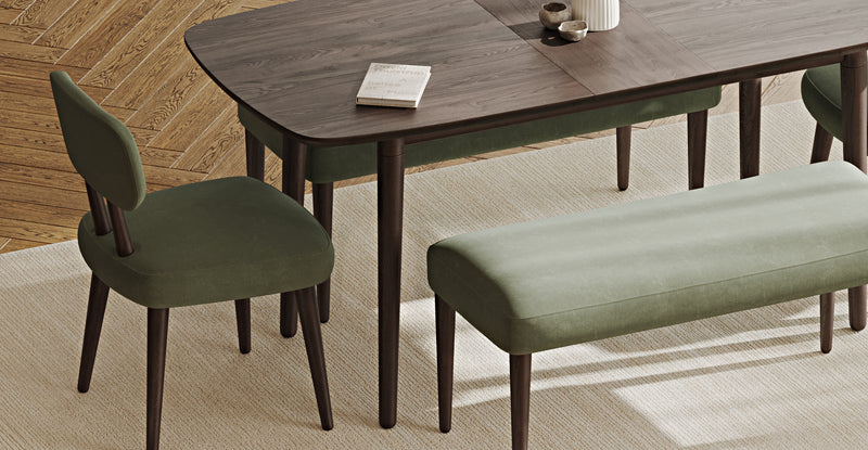 Lyno 77x140 Cm Açılır Yemek Masası Takımı (2 Roa Bench & 2 Roa Sandalye) - Kadife
