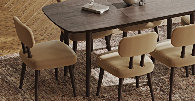 Lyno 77x140 Cm Açılır Yemek Masası Takımı (6 Roa Sandalye) - Performans Kadife