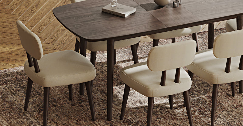 Lyno 77x140 Cm Açılır Yemek Masası Takımı (6 Roa Sandalye) - Doğal Doku