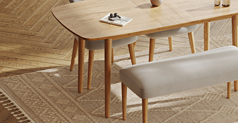 Lyno 77x140 Cm Açılır Yemek Masası Takımı (Roa Bench & 2 Roa Sandalye) - Performans Keten