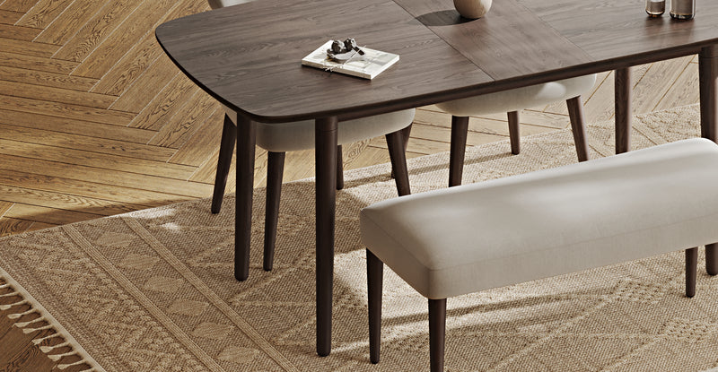 Lyno 77x140 Cm Açılır Yemek Masası Takımı (Roa Bench & 2 Roa Sandalye) - Performans Keten