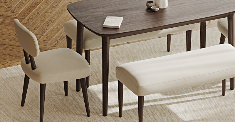 Lyno 77x140 Cm Sabit Yemek Masası Takımı (2 Roa Bench & 2 Roa Sandalye) - Doğal Doku