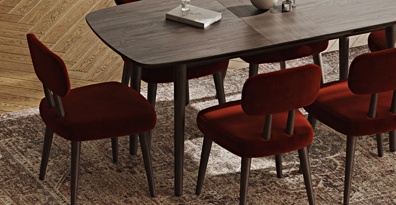 Lyno 77x140 Cm Açılır Yemek Masası Takımı (6 Roa Sandalye) - Kadife