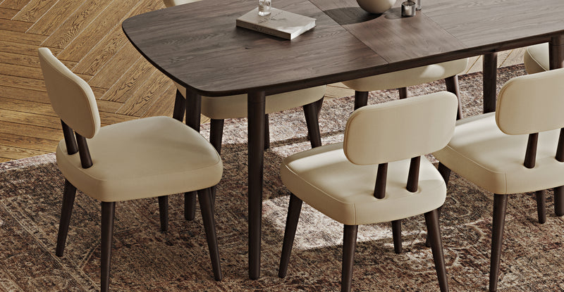 Lyno 77x140 Cm Açılır Yemek Masası Takımı (6 Roa Sandalye) - Performans Kadife