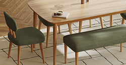 Lyno 97x160 Cm Sabit Yemek Masası Takımı (Bench&4Lü Roa) - Kadife