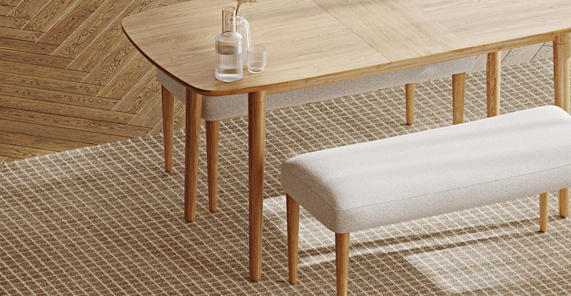 Lyno 77x140 Cm Açılır Yemek Masası Takımı (2 Roa Bench) - Keten