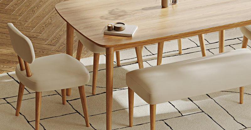 Lyno 97x160 Cm Sabit Yemek Masası Takımı (Bench&4Lü Roa) - Performans Kadife