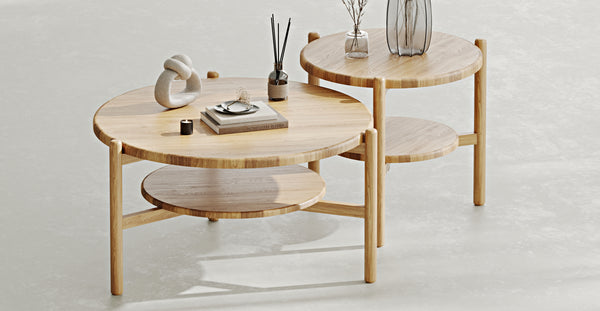 Norac Masif Meşe İkili Orta Sehpa Takımı