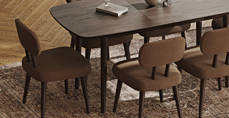 Lyno 77x140 Cm Açılır Yemek Masası Takımı (6 Roa Sandalye) - Fitilli Kadife