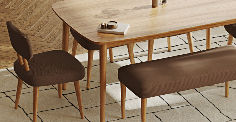 Lyno 97x160 Cm Sabit Yemek Masası Takımı (Bench&4Lü Roa) - Fitilli Kadife