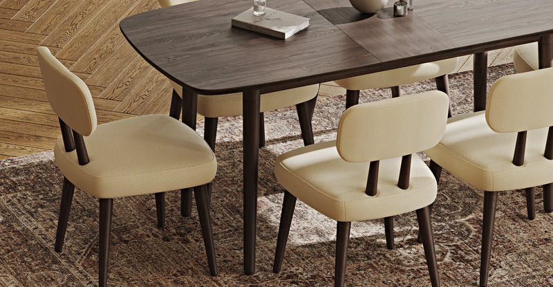 Lyno 77x140 Cm Açılır Yemek Masası Takımı (6 Roa Sandalye) - Doğal Doku
