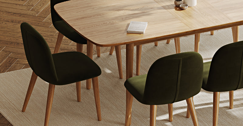 Lyno 97x160 Açılır Yemek Masası Takımı (8 Venn Sandalye) - Kadife