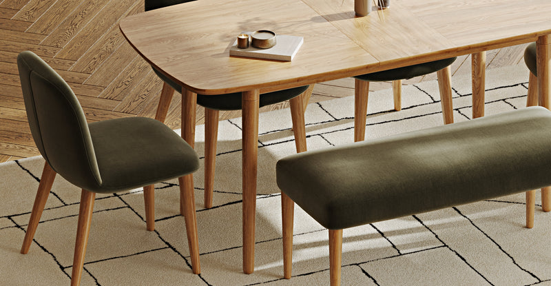 Lyno 77x140 Açılır Yemek Masası Takımı (Roa Bench & 4 Venn Sandalye) - Performans Keten