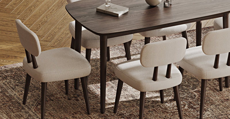 Lyno 77x140 Cm Sabit Yemek Masası Takımı (6 Roa Sandalye) - Keten