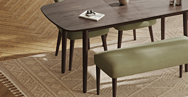 Lyno 77x140 Cm Açılır Yemek Masası Takımı (Roa Bench & 2 Roa Sandalye) - Fitilli Kadife