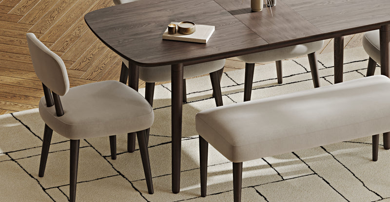 Lyno 77x140 Cm Açılır Yemek Masası Takımı (Roa Bench & 4 Roa Sandalye) - Performans Keten