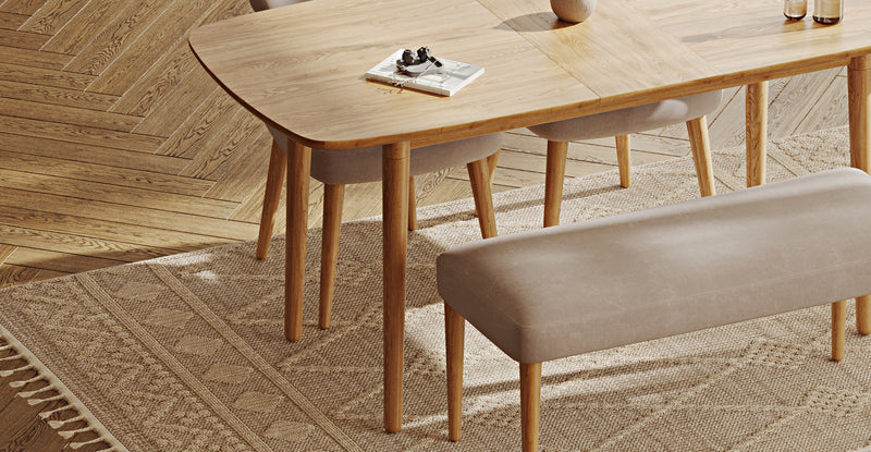 Lyno 77x140 Cm Açılır Yemek Masası Takımı (Roa Bench & 2 Roa Sandalye) - Kadife