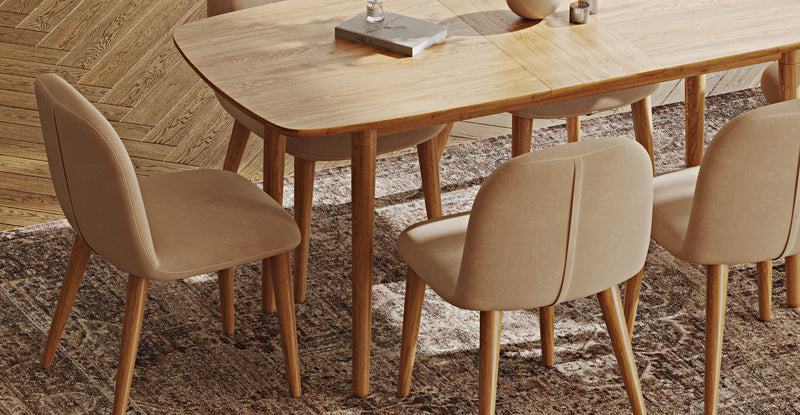 Lyno 77x140 Açılır Yemek Masası Takımı (6 Venn Sandalye) - Kadife
