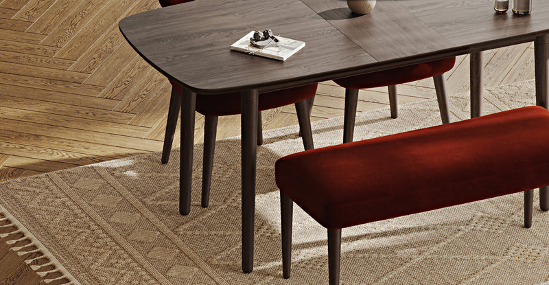 Lyno 77x140 Cm Açılır Yemek Masası Takımı (Roa Bench & 2 Roa Sandalye) - Kadife