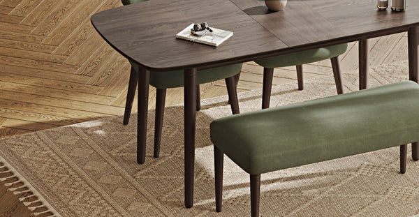 Lyno 77x140 Cm Açılır Yemek Masası Takımı (Roa Bench & 2 Roa Sandalye) - Kadife