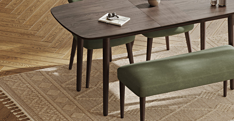 Lyno 77x140 Cm Açılır Yemek Masası Takımı (Roa Bench & 2 Roa Sandalye) - Kadife