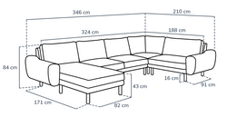 Klem Fildişi 346 x 210 Köşe ve Berjer Koltuk Takımı - Doğal Doku