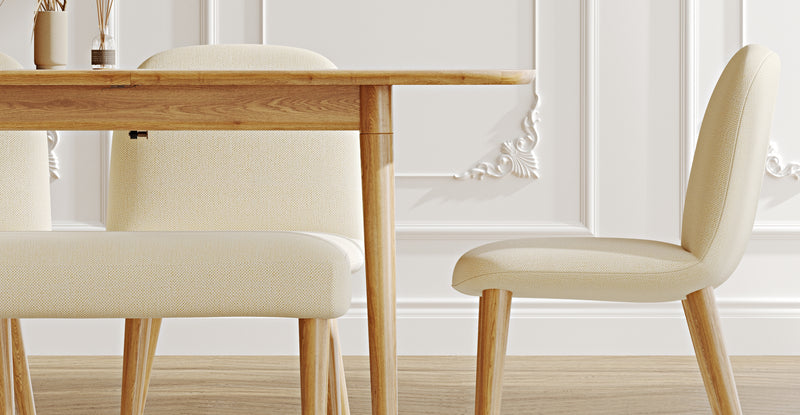 Lyno 77x140 Açılır Yemek Masası Takımı (Roa Bench & 4 Venn Sandalye) - Doğal Doku