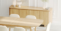 Lyno & Venn | 97x160 Açılır Masa ve Konsollu Yemek Odası Takımı – Maxi (6 Kişilik) - Doğal Doku