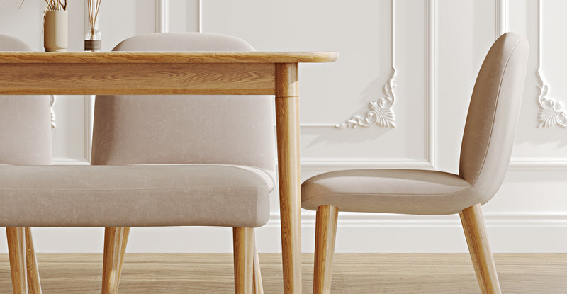 Lyno 77x140 Sabit Yemek Masası Takımı (Roa Bench & 4 Venn Sandalye) - Kadife
