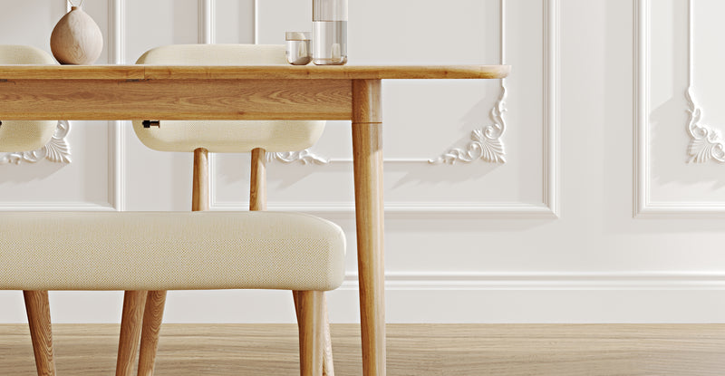 Lyno 77x140 Cm Açılır Yemek Masası Takımı (Roa Bench & 2 Roa Sandalye) - Doğal Doku