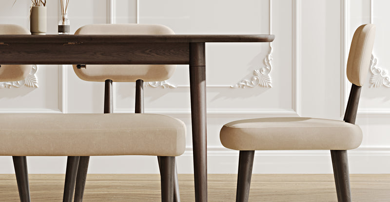 Lyno 77x140 Cm Açılır Yemek Masası Takımı (Roa Bench & 4 Roa Sandalye) - Kadife