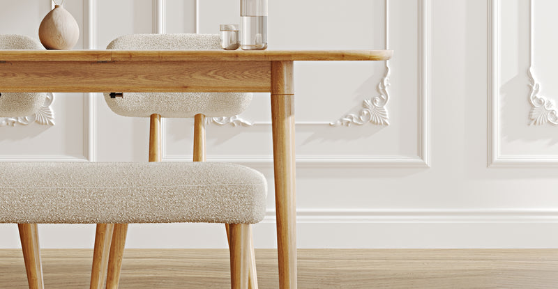 Lyno 77x140 Cm Açılır Yemek Masası Takımı (Roa Bench & 2 Roa Sandalye) - Bukle