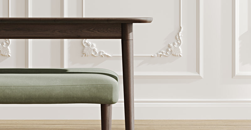 Lyno 77x140 Cm Sabit Yemek Masası Takımı (2 Roa Bench) - Kadife