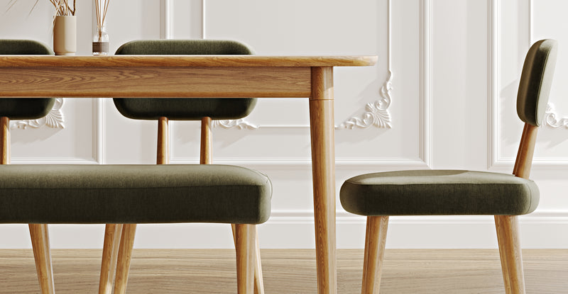 Lyno 97x160 Cm Sabit Yemek Masası Takımı (Bench&4Lü Roa) - Performans Keten